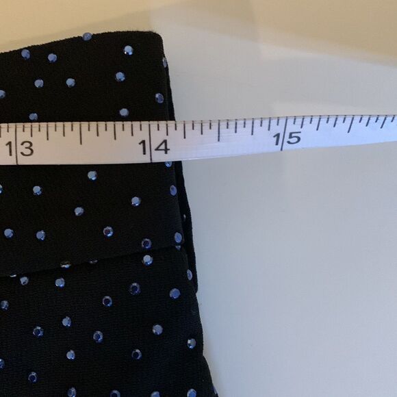 H&m blue rhinestone studded pants narrow legs front zipper button closure - Picture 6 of 8